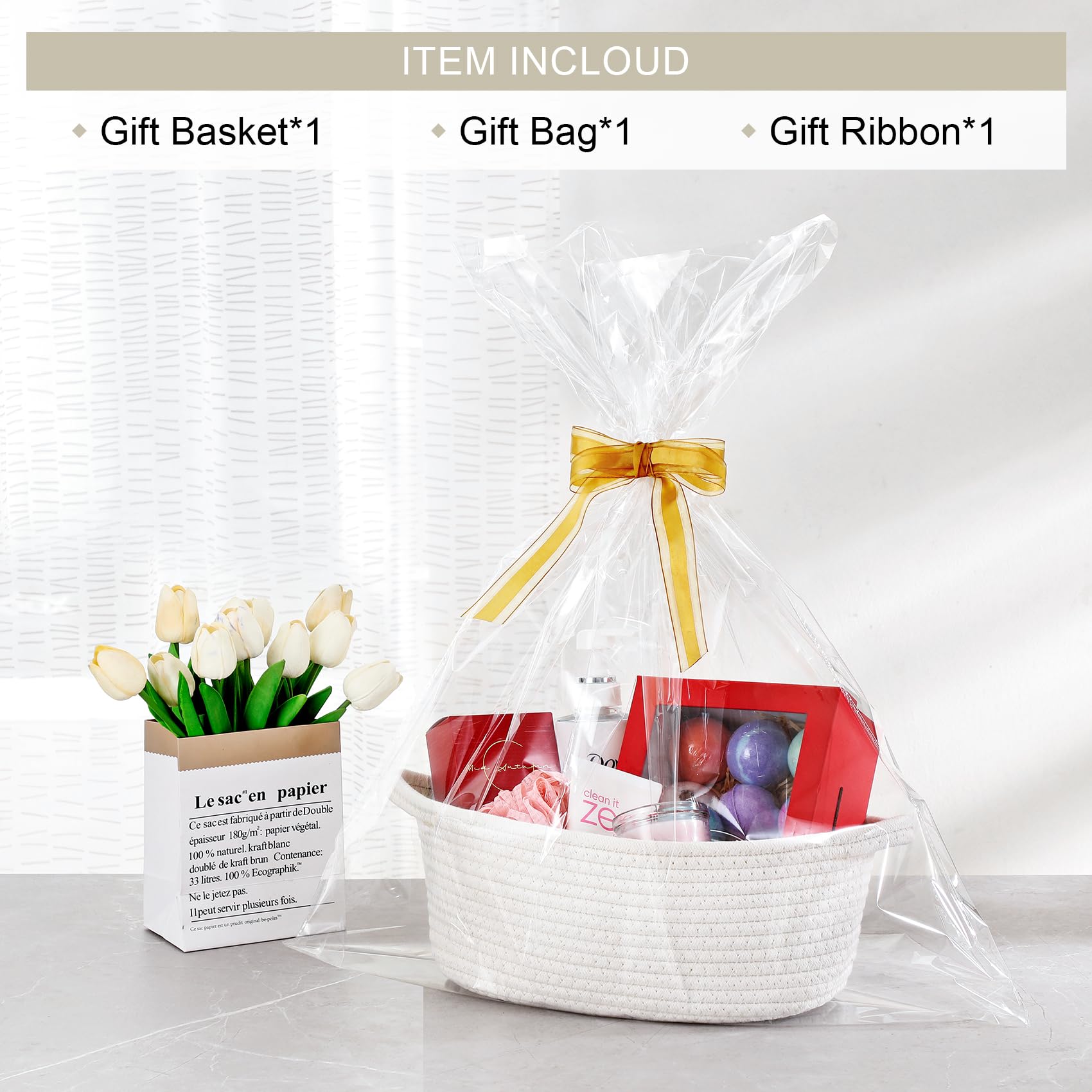 Amazon.com : LANDNEOO Small Woven Basket with Gift Bags and